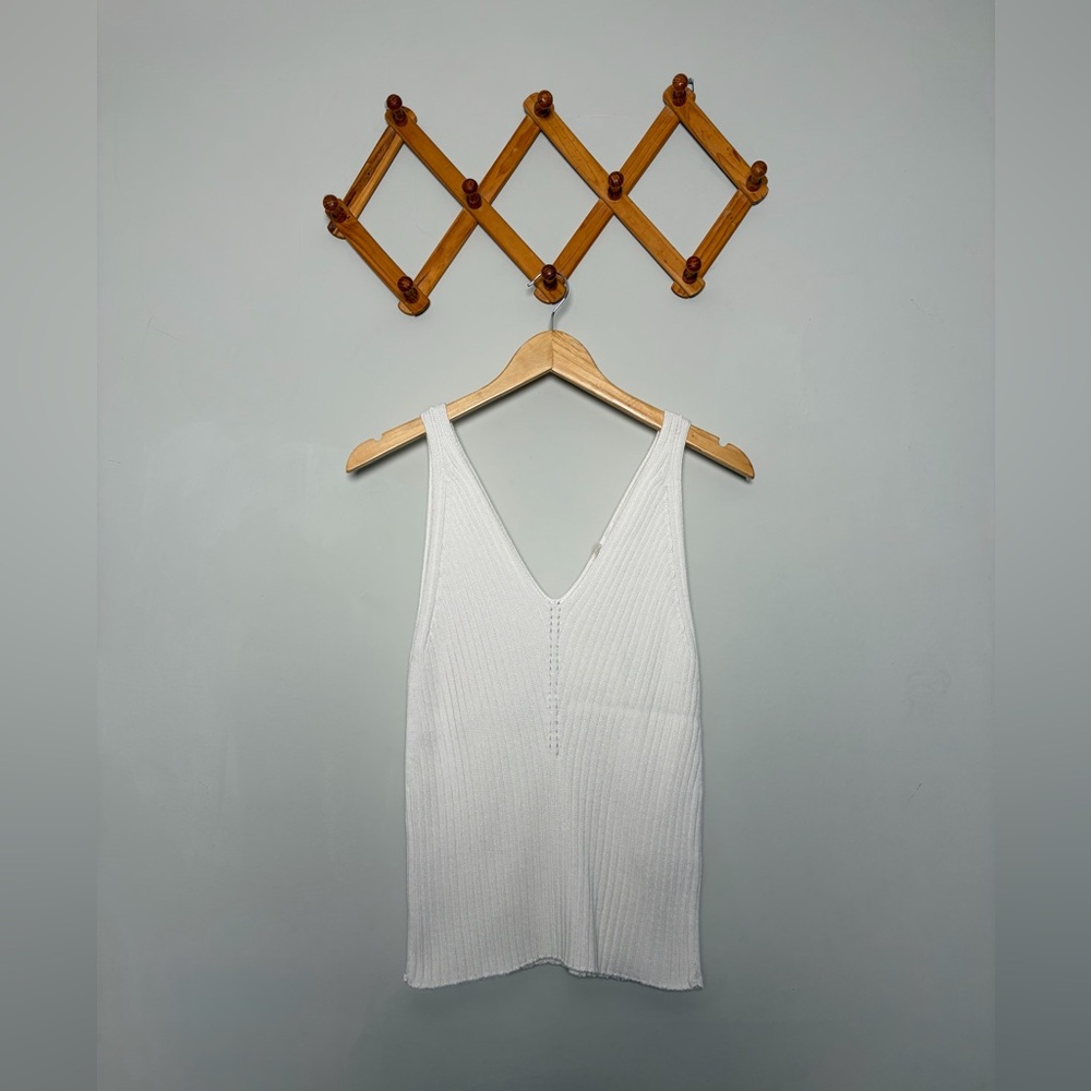 Rodier French Women’s Ribbed Knit Basic Tank Top White SZ 42 NWT Summer Shirt